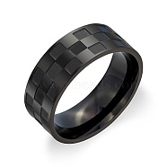 Stainless Steel Finger Rings, Rectangle Pattern, Black, US Size 10(19.8mm)(HC9665-2)