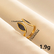 Stylish Horse Eye Enamel Open Cuff Ring, Simple Stainless Steel Jewelry for Women(VB0561-3)