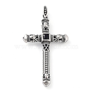 Tibetan Style 304 Stainless Steel Pendants, Cross, Antique Silver, 54x29x6.2mm, Hole: 5~6.5mm(STAS-R225-12AS)
