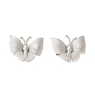 Brass Pendants, Butterfly with Flower Charm, Platinum, 23x26.5x3mm, Hole: 1.5mm(KK-H454-07P)