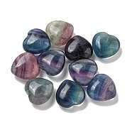 Natural Fluorite Beads, Half Drilled, Heart, 15.5x15.5x8mm, Hole: 1mm(G-P531-A39-01)
