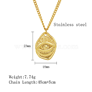 304 Stainless Steel Pendant Necklaces, Eye, Real 18K Gold Plated, 17.72 inch(45cm)(QZ6999-3)