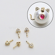 Brass Micro Pave Clear Cubic Zirconia Head Pins, for Ghost Witch Baroque Pearl Making, Triangle, Golden, 7mm(BAPE-PW0001-08B-G)