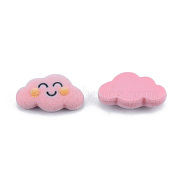 Opaque Resin Cabochons, Flocky Cloud, Pink, 16x26.5~27.5x6.5mm(RESI-T053-03)