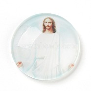 Glass Cabochons, Half Round/Dome with Jesus, For Easter, Colorful, 25x6~6.5mm(GLAA-WH0012-21)