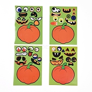 Halloween Pumpkin Decorating Stickers, Funny Grimace Decals with Assorted Fun Design, for Halloween Party Favors, Orange, 18x13.15x0.02cm, 4sheets/set(DIY-I027-07)