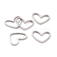 201 Stainless Steel Linking Rings, Laser Cut, Asymmetrical Heart, Stainless Steel Color, 10.5x13x1mm.(STAS-R111-LA105-01)