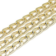 Unwelded Aluminum Curb Chains, Light Gold, 16x9.5x2.3mm(CHA-S001-101)