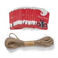 Rectangle Christmas Theme Kraft Paper Cord Display Cards, with 10m Bundle Hemp Rope, Gloves Pattern, 7x4x0.03cm, Hole: 5mm, 50pcs; Rope: 10m Long, 2mm In Diameter(CDIS-K003-02D)