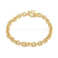 Twist Brass Cable Chain Bracelets for Women, with Toggle Clasps, Real 18K Gold Plated, 7-3/4 inch(19.6cm)(BJEW-G703-05G)