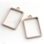 Matte Style Rack Plating Alloy Rectangle Open Back Bezel Pendants, For DIY UV Resin, Epoxy Resin, Pressed Flower Jewelry, Cadmium Free & Nickel Free & Lead Free, Coffee Golden, 33.5x21x3.5mm, Hole: 3mm(PALLOY-S047-28A-FF)