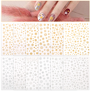 CHGCRAFT 12Pcs 12 Styles Paper Laser Nail Art Stickers, Snowflake, Mixed Color, 92x72x0.4mm, Snowflake: 0.2~5.8x0.2~5.8cm, 1pc/style(MRMJ-CA0001-50)