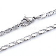 304 Stainless Steel Chain Necklaces, with Lobster Claw Clasps, Stainless Steel Color, 16.45 inch(41.8cm)(NJEW-L173-008-P)