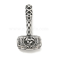 Viking 316 Surgical Stainless Steel Pendants, Hammer Charm, Antique Silver, 41x21x8.5mm, Hole: 3x3.5mm(STAS-E212-108AS)