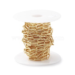 Rack Plating Brass Paperclip Chains, Lead Free & Cadmium Free, Unwelded, with Spool, Real 18K Gold Plated, 17x6.5x2mm, 16.5x7x2mm(CHC-K013-06B)