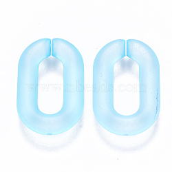 Transparent Acrylic Linking Rings, Quick Link Connectors, for Cable Chains Making, Frosted, Oval, Light Sky Blue, 31x19.5x5.5mm, Inner Diameter: 19.5x7.5mm(X-OACR-S036-006A-K04)