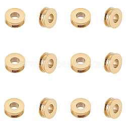 Unicraftale 12Pcs Ion Plating(IP) 304 Stainless Steel Spacer Beads, Flat Round, Real 14K Gold Plated, 6x2mm, Hole: 2mm(STAS-UN0045-34)