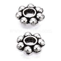 Tibetan Style Alloy Beads Daisy Spacer Beads, Cadmium Free & Lead Free, Granulated Beads, Flower, Antique Silver, 6x1.5mm, Hole: 1.5mm(LF1249Y-01AS-1-RS)