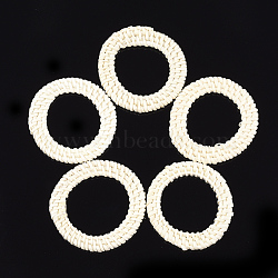 Handmade Reed Cane/Rattan Woven Linking Rings, For Making Straw Earrings and Necklaces, Bleach, Ring, Beige, 58~65x5~6mm, Inner Diameter: 38~41mm(X-WOVE-T006-015A)