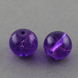 Drawbench Transparent Glass Beads Strands, Spray Painted, Round, Purple, 6mm, Hole: 1.3~1.6mm, about 133pcs/strand, 31.4 inch(X-GLAD-Q012-6mm-16)