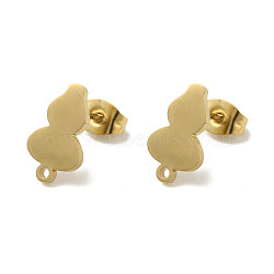 Ion Plating(IP) 304 Stainless Steel Stud Earring Findings, Gourd, Golden, 13x7.5mm, Hole: 1.2mm, Pin: 11x0.7mm(STAS-I206-32G)