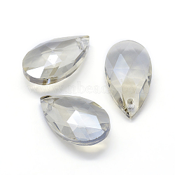 Faceted Glass Pendants, Teardrop, Light Grey, 22x13x8.5mm, Hole: 1mm(X-GLAA-F069-L-A15)