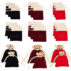 PandaHall Elite 24Pcs 6 Style Rectangle Velvet Jewelry Pouches Bags, Gift Bag, Mixed Color, 10~12x7~10x0.3cm, 4pcs/style(TP-PH0001-11)