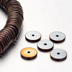 Electroplate Non-magnetic Synthetic Hematite Beads Strands, Heishi Beads, Disc/Flat Round, Purple Plated, 12x2mm, Hole: 1mm, about 189pcs/strand, 15.7 inch(G-F300-17A-04)