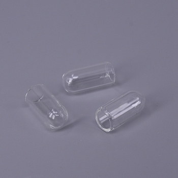 Handmade Blown Glass Bottles, for DIY Clear Glass Bottle/Wind Chime Making, Tube, Clear, 25x12mm, Hole: 8.5mm