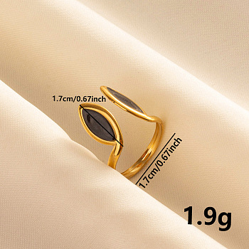 Stylish Horse Eye Enamel Open Cuff Ring, Simple Stainless Steel Jewelry for Women