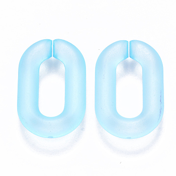 Transparent Acrylic Linking Rings, Quick Link Connectors, for Cable Chains Making, Frosted, Oval, Light Sky Blue, 31x19.5x5.5mm, Inner Diameter: 19.5x7.5mm