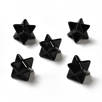 Natural Obsidian Beads, No Hole/Undrilled, Merkaba Star, 14.5~15x14.5~15x14.5~15mm