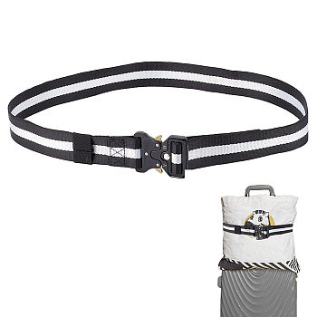 Nylon Adjustable Luggage Straps, Luggage Cases Ratchet Ties, with Alloy Clasp, White, 1200x38mm