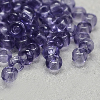 8/0 Grade A Round Glass Seed Beads, Transparent Colours, Steel Blue, 8/0, 3x2mm, Hole: 1mm, about 10000pcs/bag