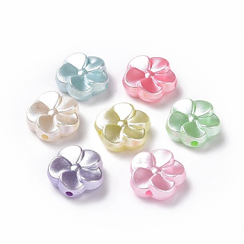 Imitation Pearl Acrylic Beads, Flower, Mixed Color, 18.5x19x7.5mm, Hole: 2.5mm, about 381pcs/500g