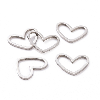 201 Stainless Steel Linking Rings, Laser Cut, Asymmetrical Heart, Stainless Steel Color, 10.5x13x1mm.