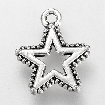 Tibetan Style Alloy Charms, Cadmium Free & Lead Free, Star, Antique Silver, 14x12x1.5mm, Hole: 1.5mm, about 1660pcs/1000g