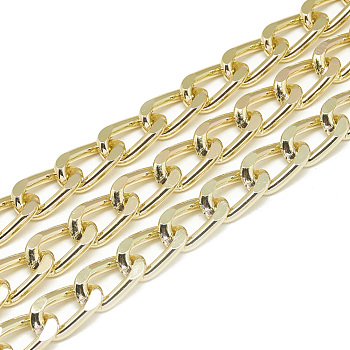 Unwelded Aluminum Curb Chains, Light Gold, 16x9.5x2.3mm