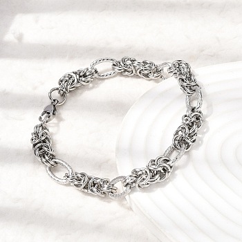 201 Stainless Steel Link Chain Bracelets for Men, Stainless Steel Color, 8.78 inch(22.3cm)