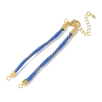 Nylon Cord Bracelets, for Connector Charm Bracelet Making, with Rack Plating Golden Lobster Claw Clasps & Chain Extenders, Long-Lasting Plated, Cadmium Free & Lead Free, Royal Blue, 5-3/4~6x1/8x1/8 inch(14.7~15.2x0.3cm)