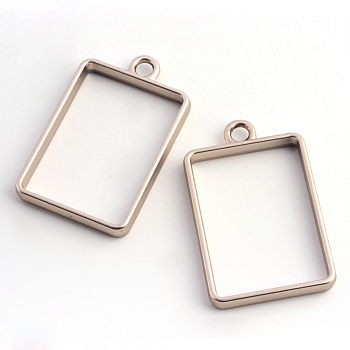 Matte Style Rack Plating Alloy Rectangle Open Back Bezel Pendants, For DIY UV Resin, Epoxy Resin, Pressed Flower Jewelry, Cadmium Free & Nickel Free & Lead Free, Coffee Golden, 33.5x21x3.5mm, Hole: 3mm