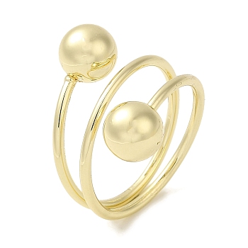 Brass Wrap Rings, Big Ball Ring for Women, Real 18K Gold Plated, 4~20.5mm, Inner Diameter: 19.8mm