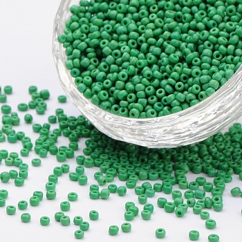 (Repacking Service Available) Glass Seed Beads, Opaque Colours Seed, Small Craft Beads for DIY Jewelry Making, Round, Pale Green, 12/0, 2mm, about 12g/bag