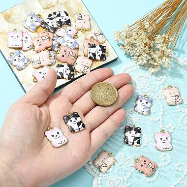 30Pcs 5 Style Printed Alloy Pendants(ENAM-CJ0005-51)-4