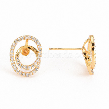Brass Micro Pave Clear Cubic Zirconia Stud Earring Findings(KK-S240-240-NF)-3