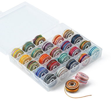 25 Rolls 25 Colors Round Segment Dyed Waxed Polyester Thread String(YC-YW0001-02C)-3