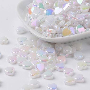 8mm White Heart Acrylic Beads