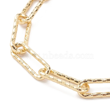Brass Textured Paperclip Chain Anklets(AJEW-AN00416)-2