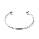 Screw End Ball 304 Stainless Steel Wire Open Cuff Bangle(BJEW-F435-02P)-1