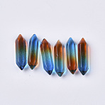 Two Tone Glass Double Terminated Point Beads, No Hole/Undrilled, Bullet, Colorful, 30~32x8~9x8mm(GLAA-S167-12E)